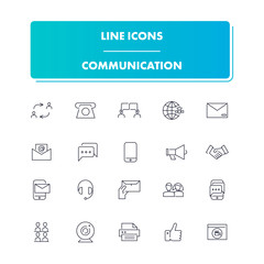 Line icons set. Communication