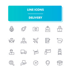 Line icons set. Delivery 
