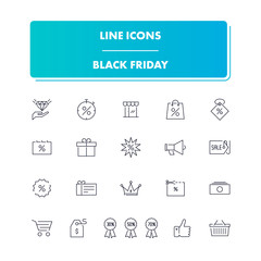 Line icons set. Black Friday