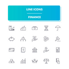 Line icons set. Finance 