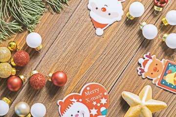 Christmas and happy new year decoration on wooden background,celebration theme happiness party