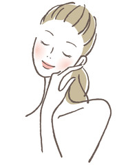 目を閉じる女性