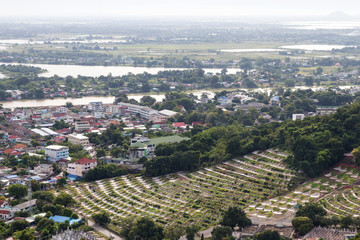 View of Chinese tomb on the hill.