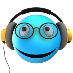 3d blue emoticon smile