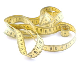 yellow measuring tape on white background