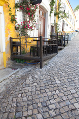 Narrow street in the medieval Portuguese City of Obidos