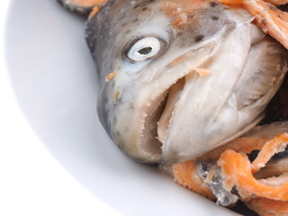 boiled red fish on a white background