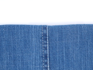 blue jeans fabric on a white background