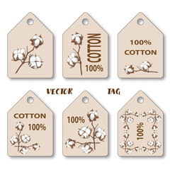 Vector tags cotton branch