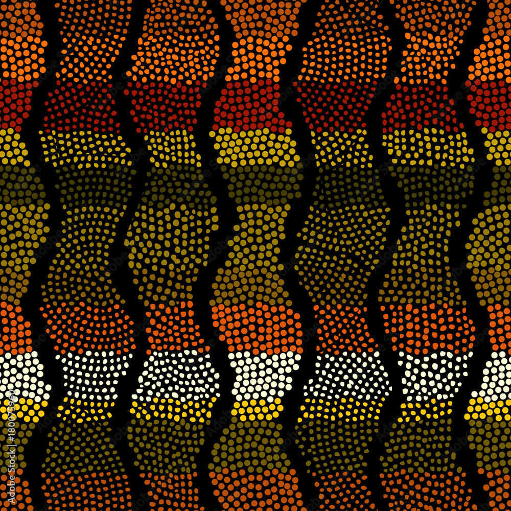 Poster ethnic boho seamless pattern in african style on black background. tribal art print. irregular polka