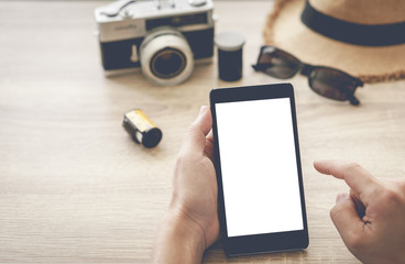 Man hand holding smartphone