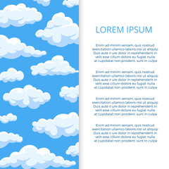 Cartoon clouds on blue sky banner template