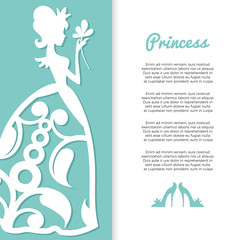 Pastel colors princess banner design with girl silhouette