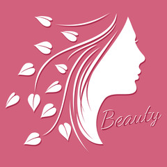 Obraz na płótnie Canvas Woman face silhouette - beauty logo or emblem with female shape
