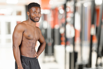 Fototapeta na wymiar African american man inside gym