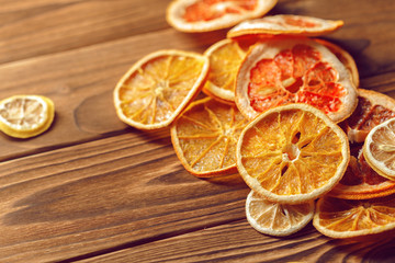 Dried orange and lemon slices background