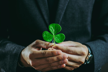 植物を持っているビジネスマン