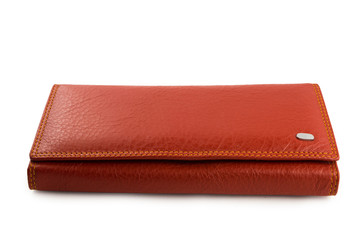 Red wallet on a white background.