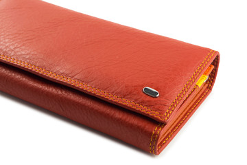 Red wallet on a white background.
