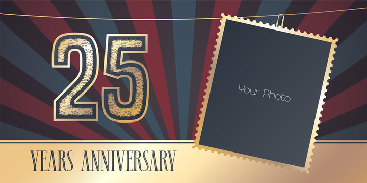 25 years anniversary vector emblem, logo in vintage style