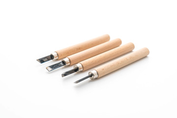 flat, engraving, round and triangle blade on white background