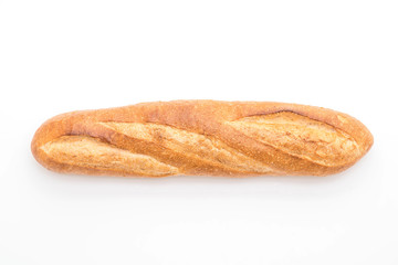 baguette bread on white background