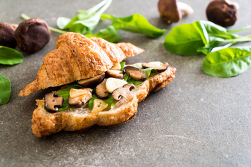 mushroom croissant sandwich