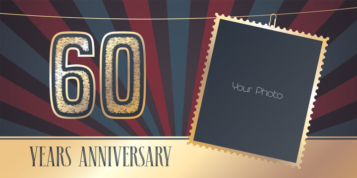 60 years anniversary vector emblem, logo in vintage style