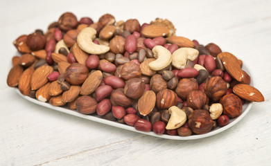 mixed nuts on a plate