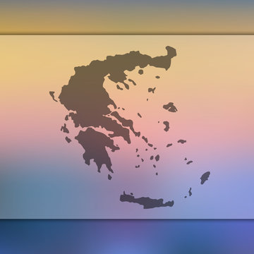 Greece map. Blurred background with silhouette of Greece map. Vector silhouette of Greece map
