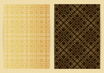 Covers with abstract golden pattern. Vector backgrounds for restaurant menu, flyer, business card, brochure, book, banner, etc.