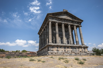 Fototapeta na wymiar Armenia. The pagan temple and the ruins of the fortress in the village of Garni date back to the first century of our era.