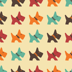 pattern with colored dogs