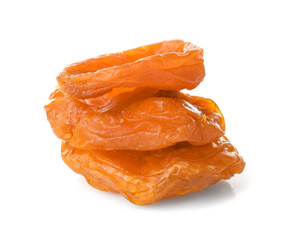 Dried apricots on white background