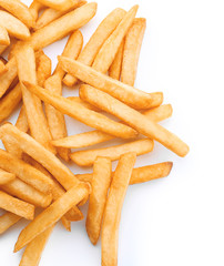 Yummy french fries on white background