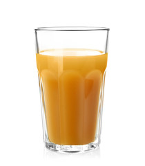 Fototapeta na wymiar Glass with fresh apple juice on white background