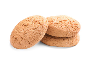 Fototapeta na wymiar Tasty oatmeal cookies on white background