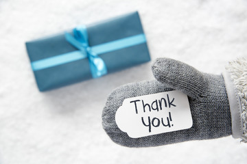 Turquoise Gift, Glove, Text Thank You
