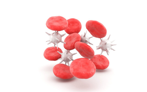 3d rendered streaming blood cells on white background