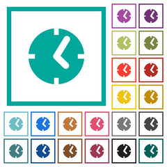 Clock flat color icons with quadrant frames