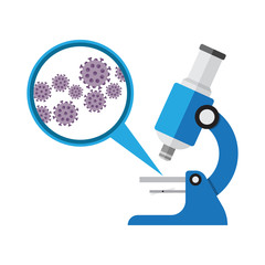 Microscope. Laboratory equipment, research with microbes in microscope - obrazy, fototapety, plakaty