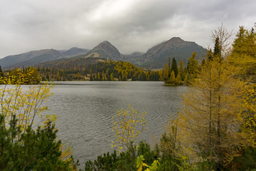 Autumn on the lake Strbske Pleso. Tatra Mountains Slovakia.