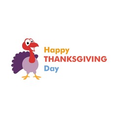 happy thanksgiving card. turkey chicken. vector. editable.