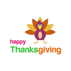 happy thanksgiving card. turkey chicken. vector. editable.