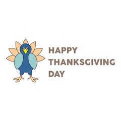 happy thanksgiving card. turkey chicken. vector. editable.
