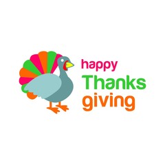 happy thanksgiving card. turkey chicken. vector. editable.