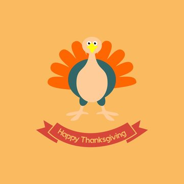 happy thanksgiving card. turkey chicken. vector. editable.