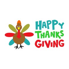 happy thanksgiving card. turkey chicken. vector. editable.