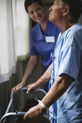 A sick elderly staying at a hospital