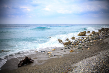Landscape seascape long exposure with cliffs and rocks on South China Sea